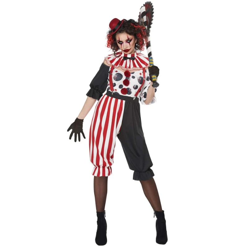 

Halloween Cosplay Ladies Circus Clown Costume Crazy Mischievous Harley Quinn Zombie Clown Cosplay Halloween Fancy Party Dress