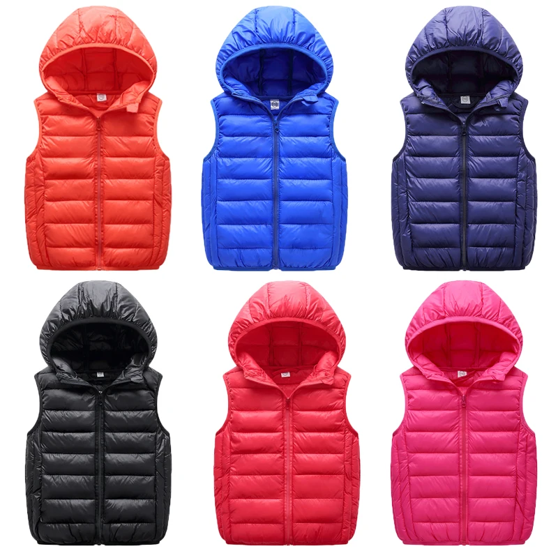 Children's Vest Kids Hooded for Boys Girls Sleeveless Jacket Autumn Waistcoats Light Outerwear Body Warmer Coats Teens Clothing