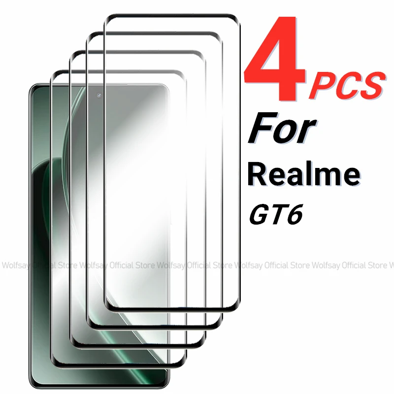 2/4PCS 3D Curved Edge Glass For Realme GT 6 Glass Realme GT 6 Screen Protector Tempered Glass Protective Phone Film Realme GT 6