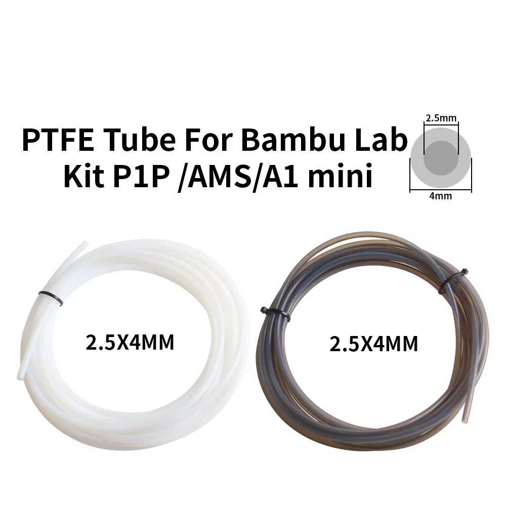 

Мини 3D принтеры для Bambu Lab P1P/AMS/A1, трубка тефлона из ПТФЭ, труба боуденовая, экструдер 1,75 мм, id2.5мм, od4мм, детали филамента Bambulab