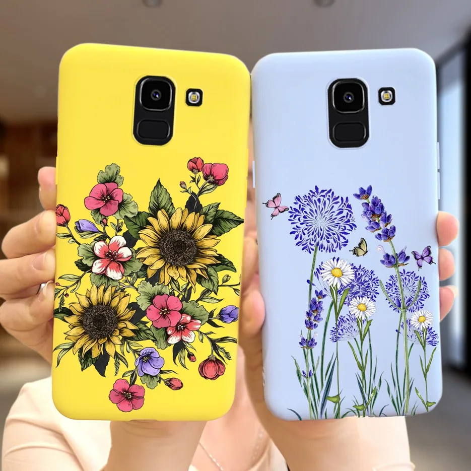 Para samsung galaxy j6 2018 caso flor colorida macio silicone caso do telefone para samsung j6 plus j6 + j610f galaxy yj6 j600f capa traseira