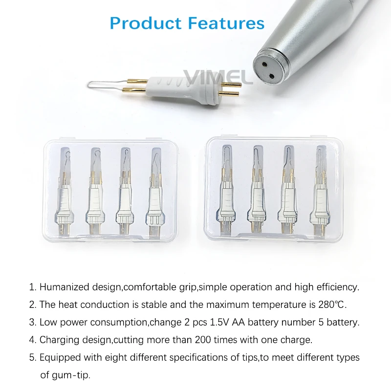 Dental Gutta Percha Cutter Rechargeable Battery Endo Cutting Pen Fast Heating Speed with 8 Tips Dental Root Canal Cutter