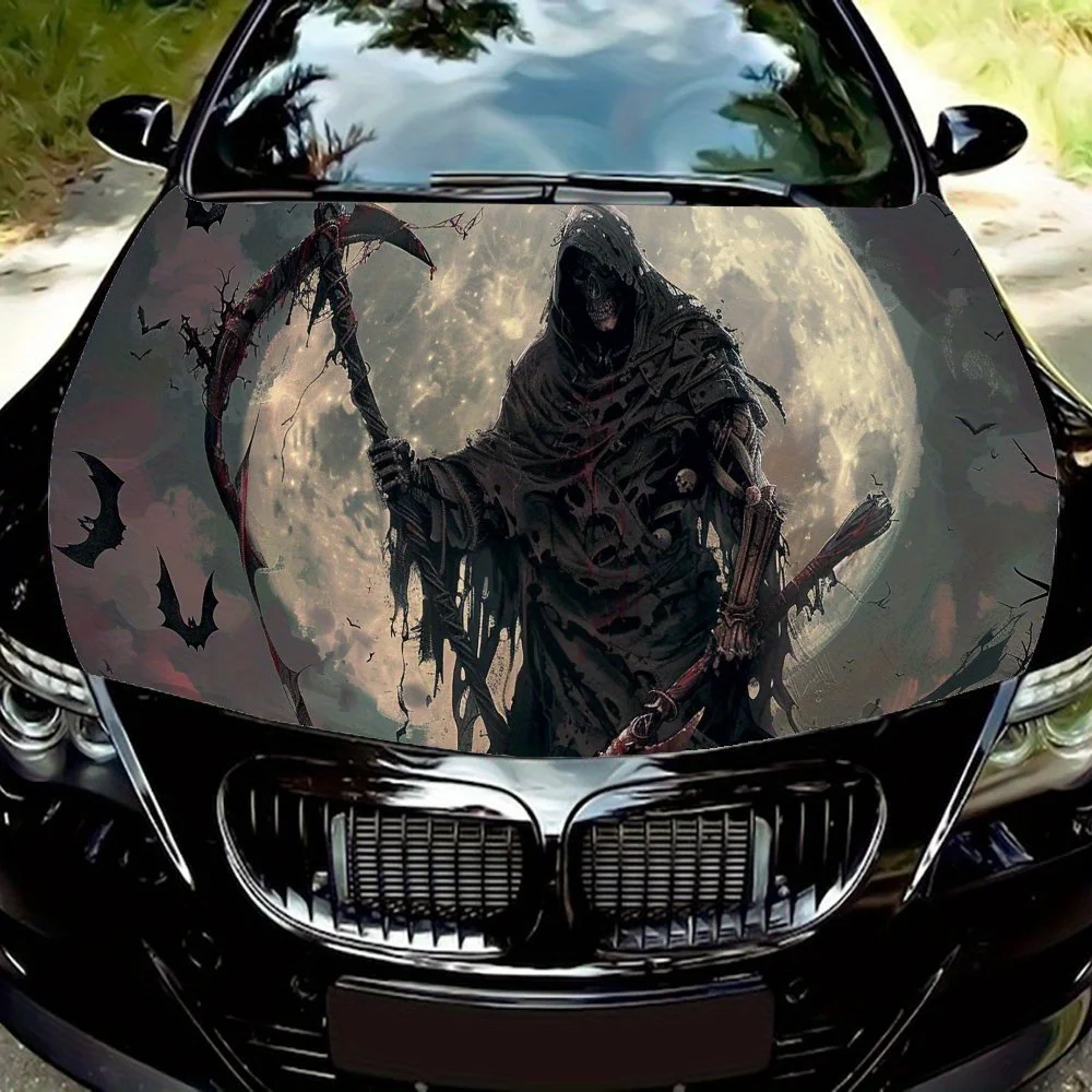 

Виниловая пленка для автомобиля The Bat, Death Reaper и Sickle Under the Moon Sky, водонепроницаемая наклейка на капот автомобиля из ПВХ, самоклеящаяся устойчивая к царапинам