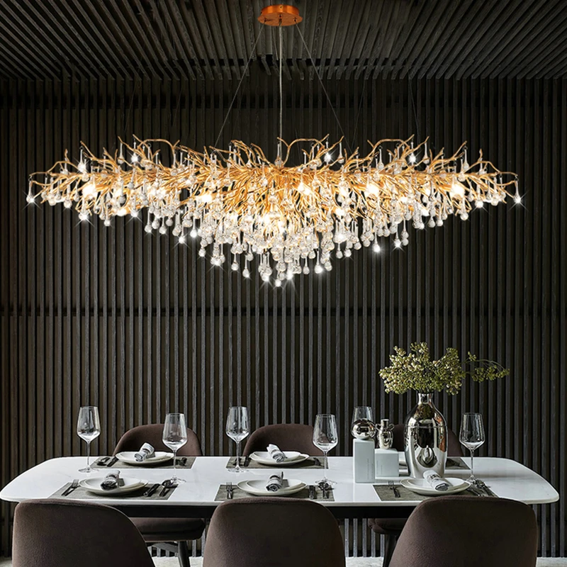 Hot Selling Italian Modern Creative Luxury Rectangular Bedroom Restaurant K9 Crystal Chandelier Ceiling Light