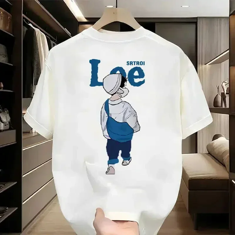 

The top-of-the-line Korean 2D printed luxury brand Y2k s lee2025 summer T-shirt with a round neck is sweat-absorbent