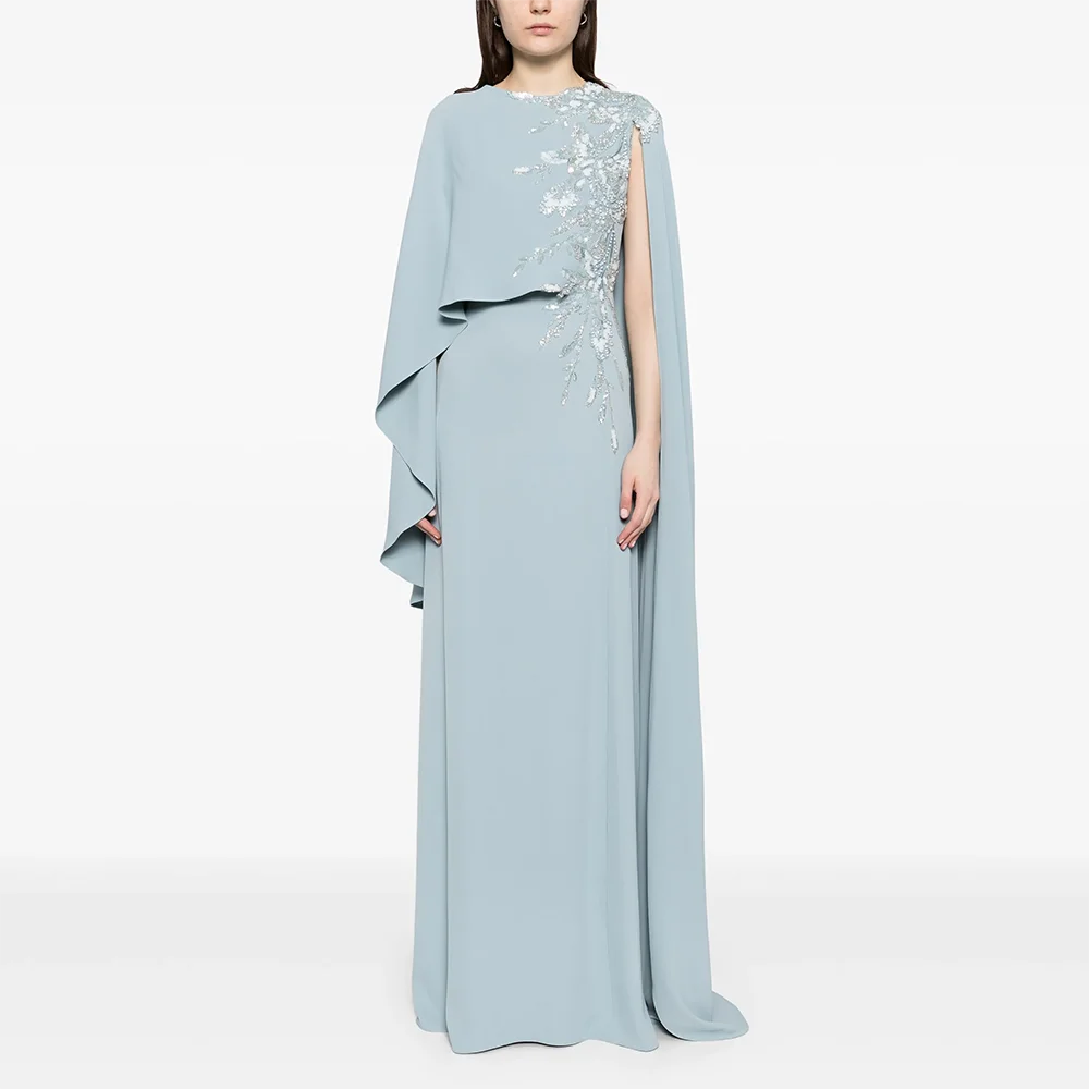 Customized O-Neck Long Sleeves Long Evening Dresses Elegant Formal Occasion Prom Gowns Bead 2025 Floor Length Prom Dresses