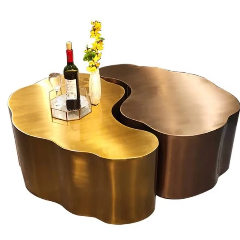 

High-end luxury gold stainless steel coffee table cloud fashion design living room home entrance hotel restaurant accent