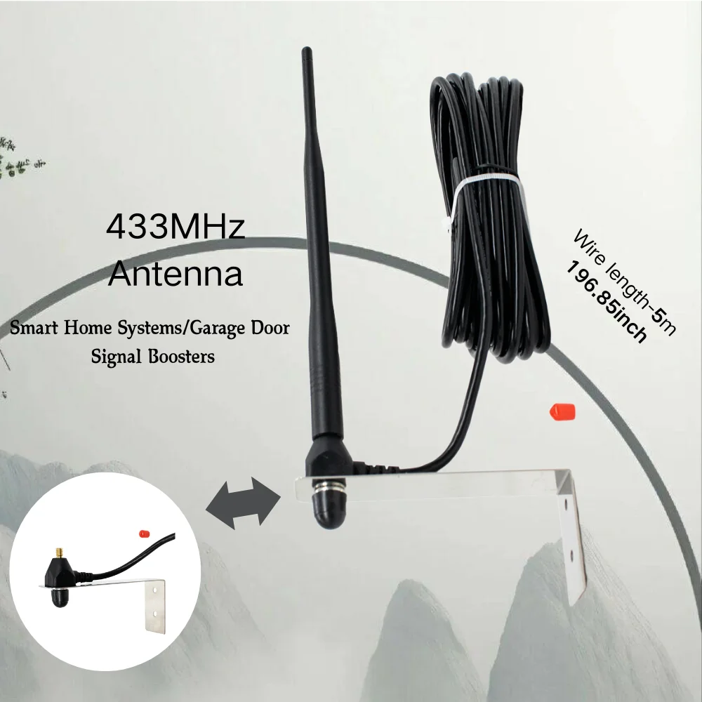 For Smart Home Systems/Garage Door Signal Boosters Outdoor Waterproof 433mhz Antenna Ultra-long Distance Extender 5-meter cable