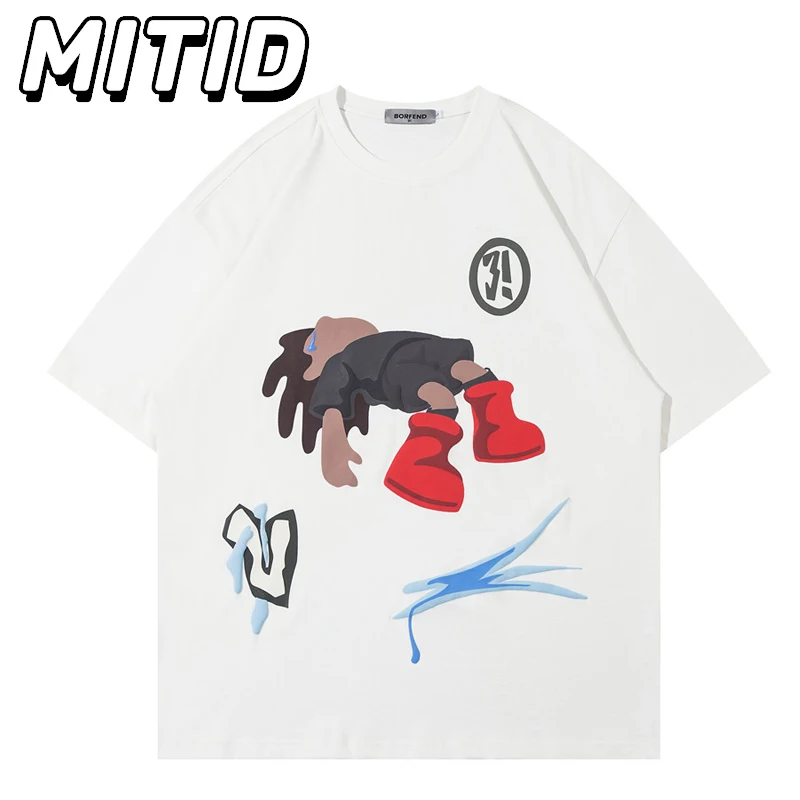 

Летняя футболка с героями мультфильмов в стиле аниме, мужская уличная одежда в стиле хип-хоп, повседневная дышащая футболка из чистого хлопка с круглым вырезом, футболки большого размера для женщин