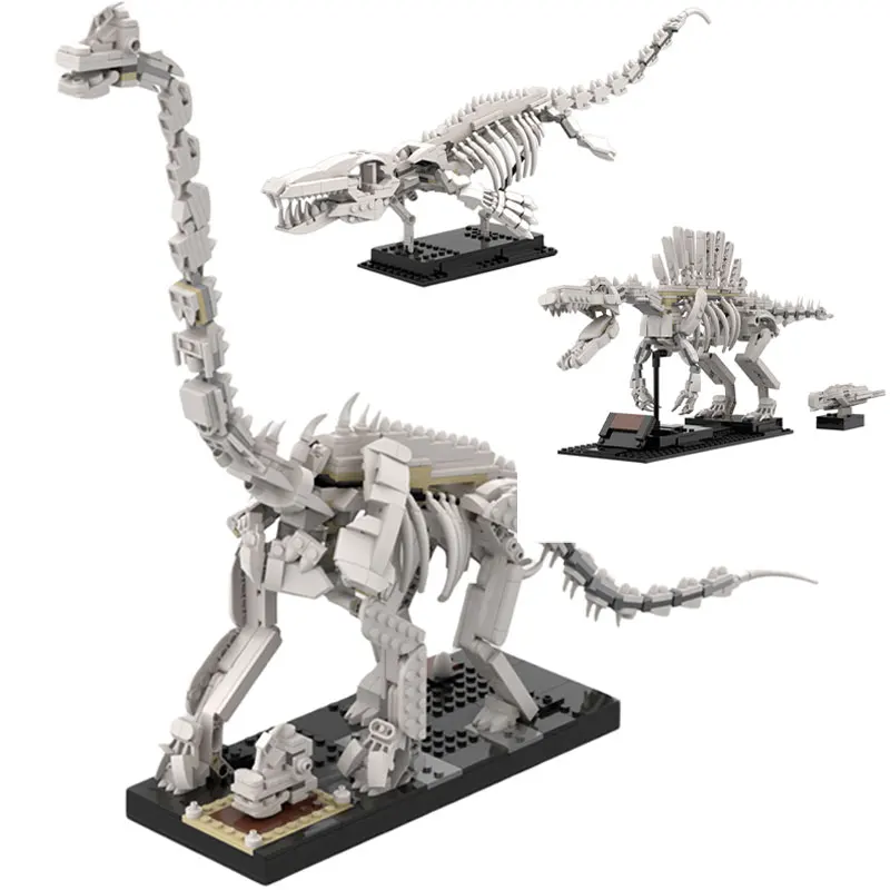 

Moc Jurassiced Dinosaur Skeleton Series Giraffatitan Spinosaur Mosasaurus Dragon Model Building Block Constructor Brick Toy Gift