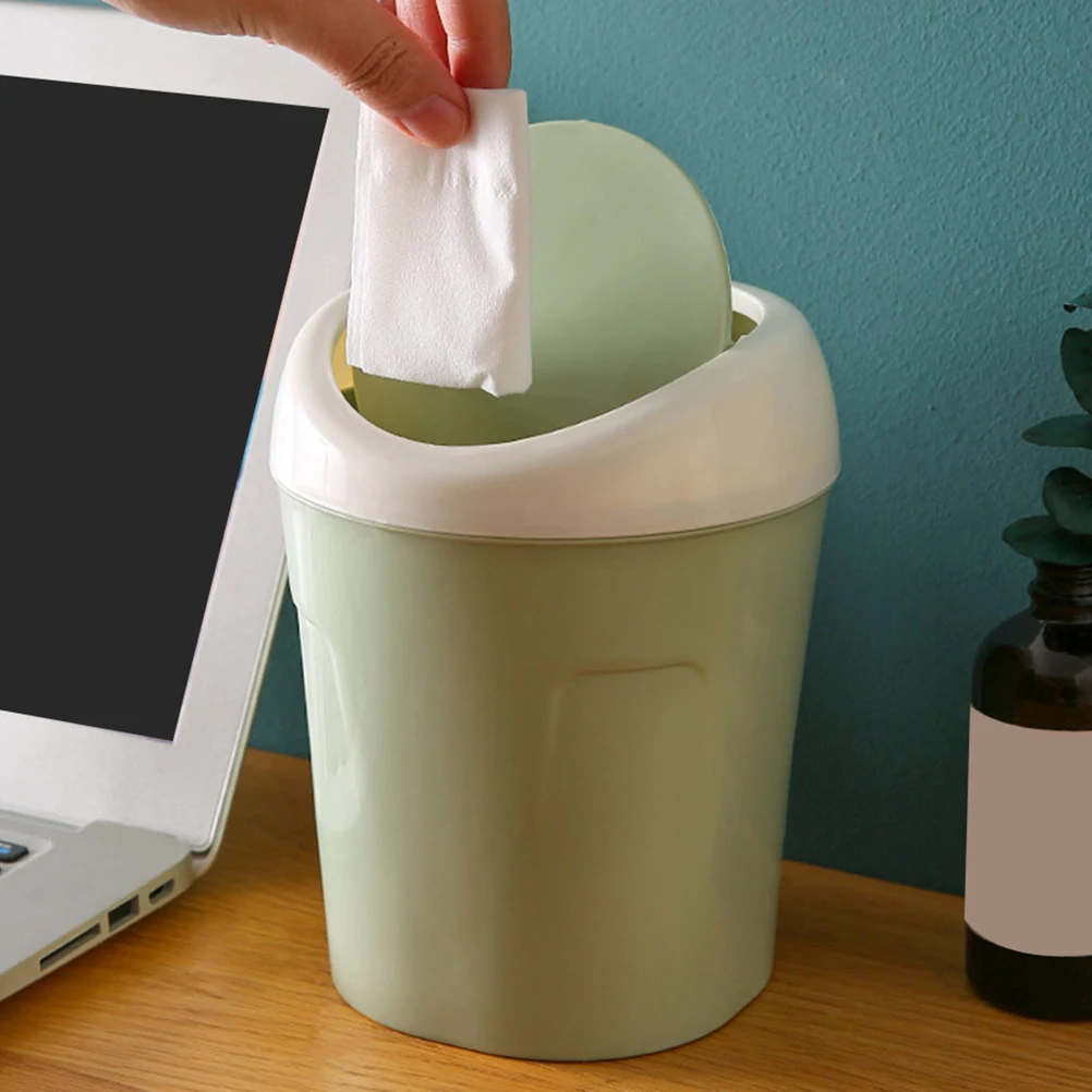 

3 Pcs Mini Trash Can Creative Compact Waste Bin Lid for Office Home Bathroom Garbage Container Plastic Junk Case
