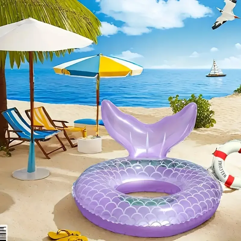 ذيل السمكة الأرجواني الشفاف - تصميم مقياس السمك PVC، مثالي للشاطئ الصيفي وأيام حمام السباحة #1