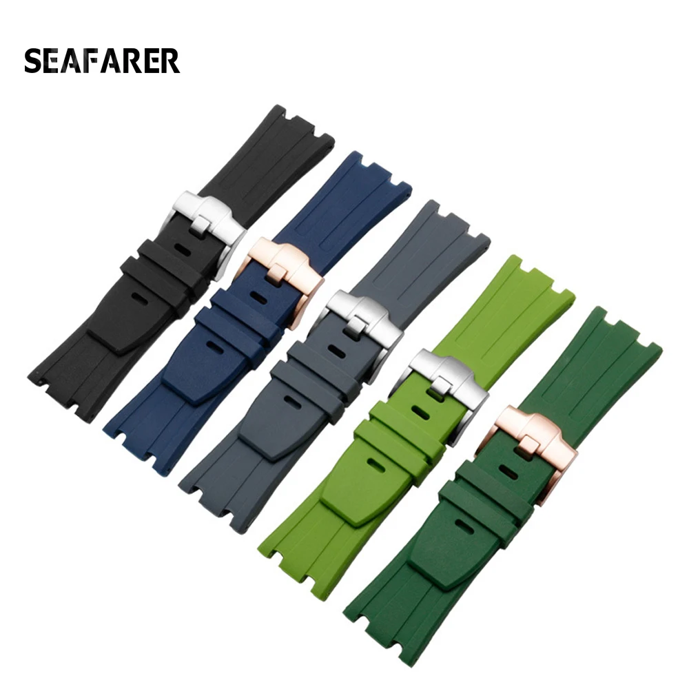 Durable Silicone Watch Band for Audemars Piguet Royal Oak 15400 15703  Sports Rubber Strap Bracelet 28mm with Logo for Men