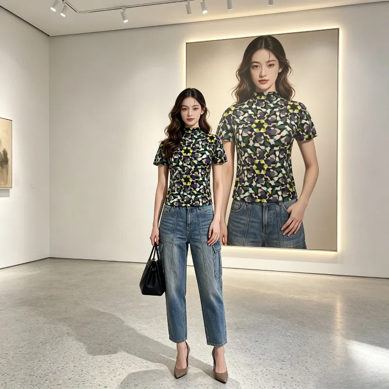 Miyake Pleated 2026 New Fashion Clothing American Style T-Shirt for Women Summer Thin Short Sleeve Pleated Top Women's Clothing
