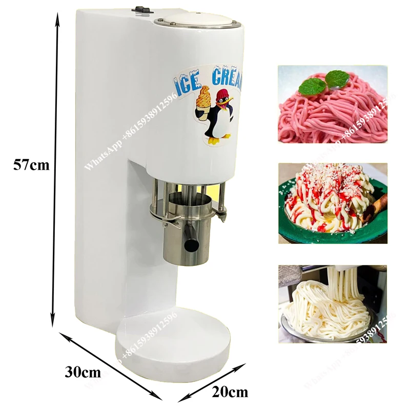 Máquina elétrica de macarrão de sorvete, espaguete, 4 tipos, máquina formadora de sorvete, máquina de fazer sorvete ce