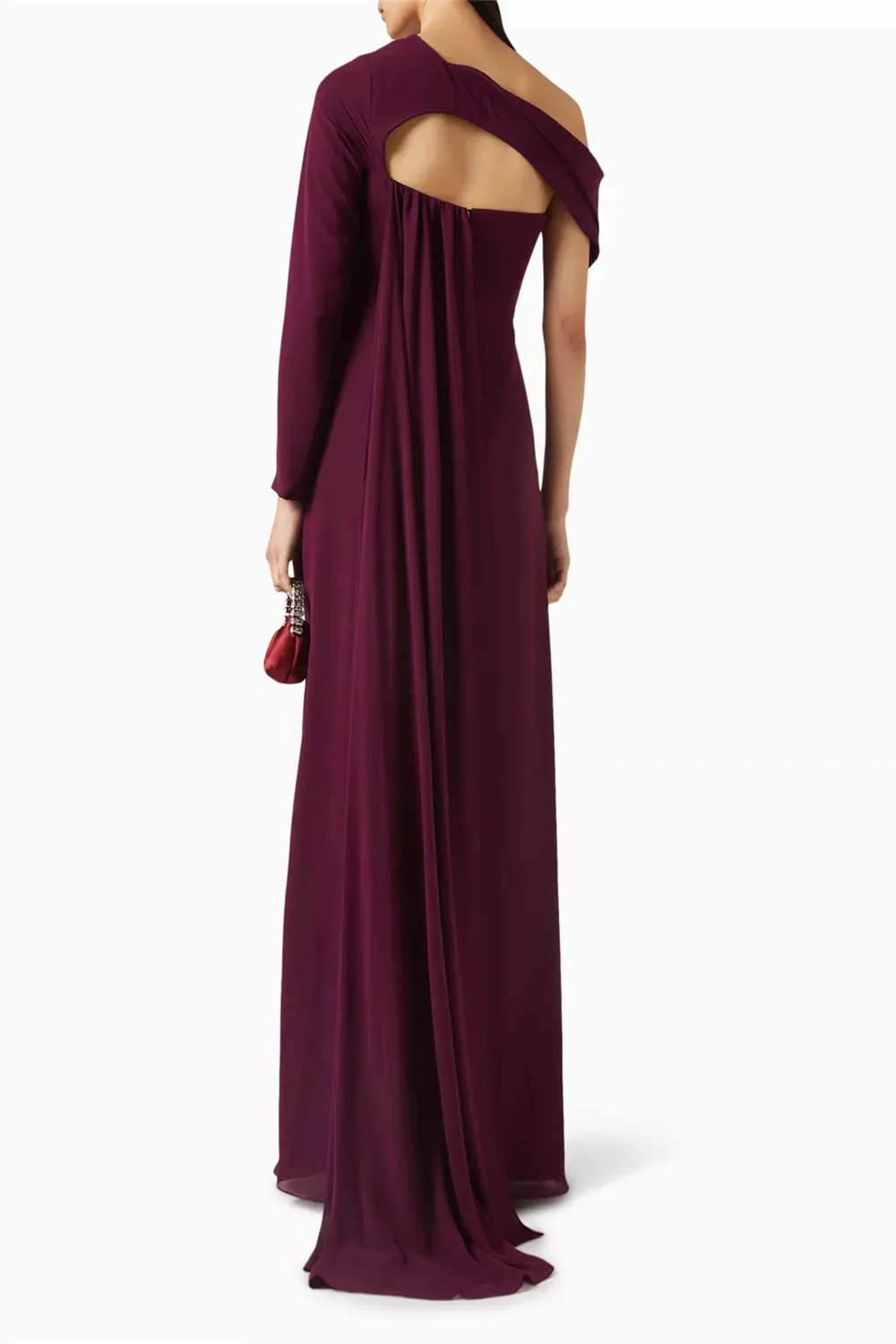 فستان CContessa Dubai مخصص بطيات كلاريت للحفلات الراقصة مع درب طويل أنيق من Vestidos de noche بأكمام طويلة للمناسبات المسائية الرسمية