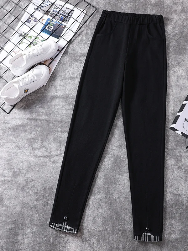 ارتفاع الخصر مرونة الخصر سليم صالح السراويل للنساء حجم كبير عارضة عالية المرونة الكورية Sle فضفاضة تناسب السراويل الطويلة