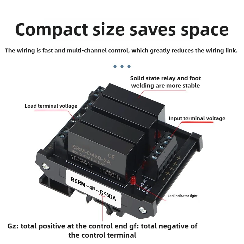 2 4 6 8 chanel Solid State Relay Module DA Solid State Notouchpoint Relay Module DC Control AC SSR Rail Type2/4/6/8-way 5V relay
