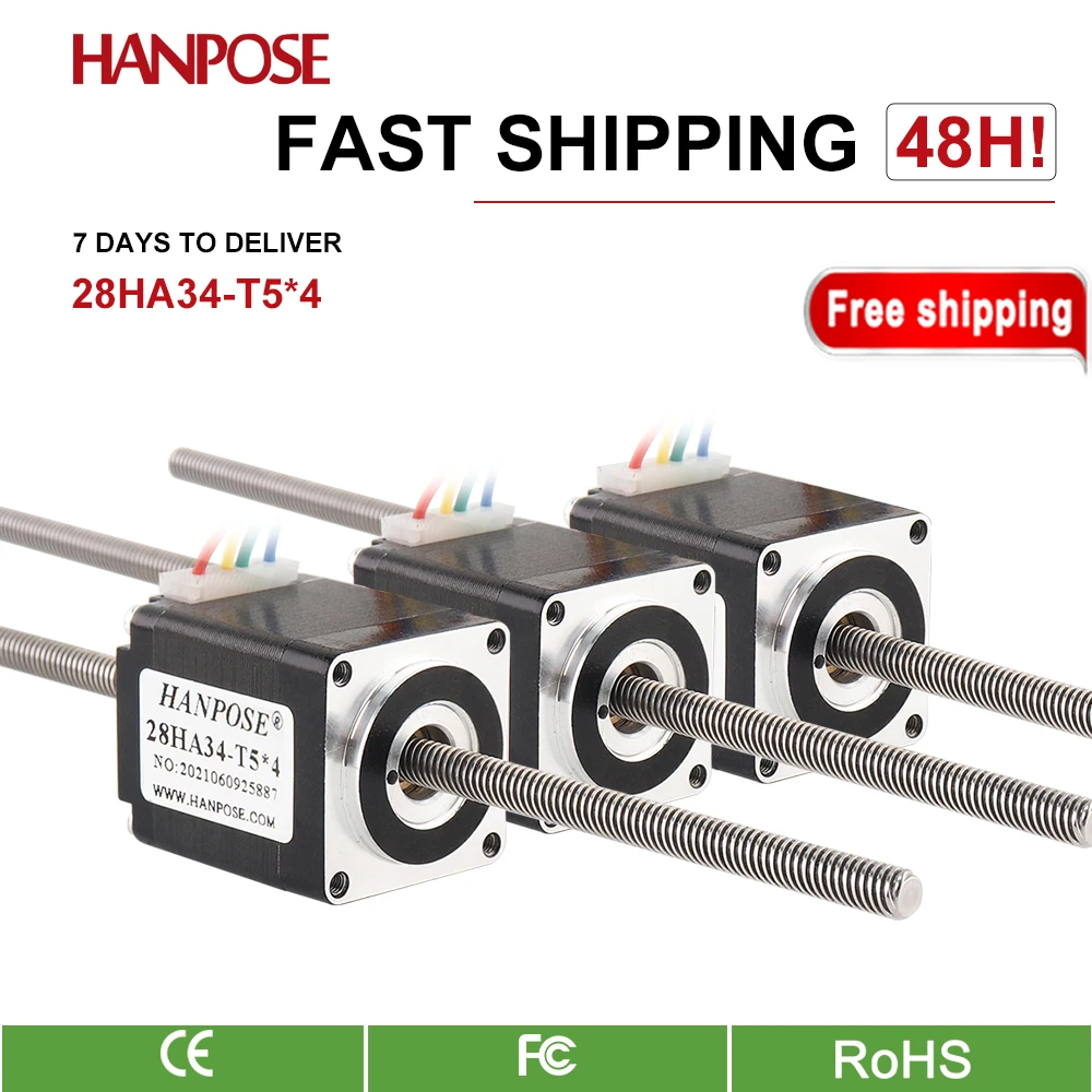 

HANPOSE 28HA34 28/40/50-T5*4 length 100/200/300mm screw stepper motor 1.0A 0.1N.M NEMA11 T-type motor for 3D Medical machinery