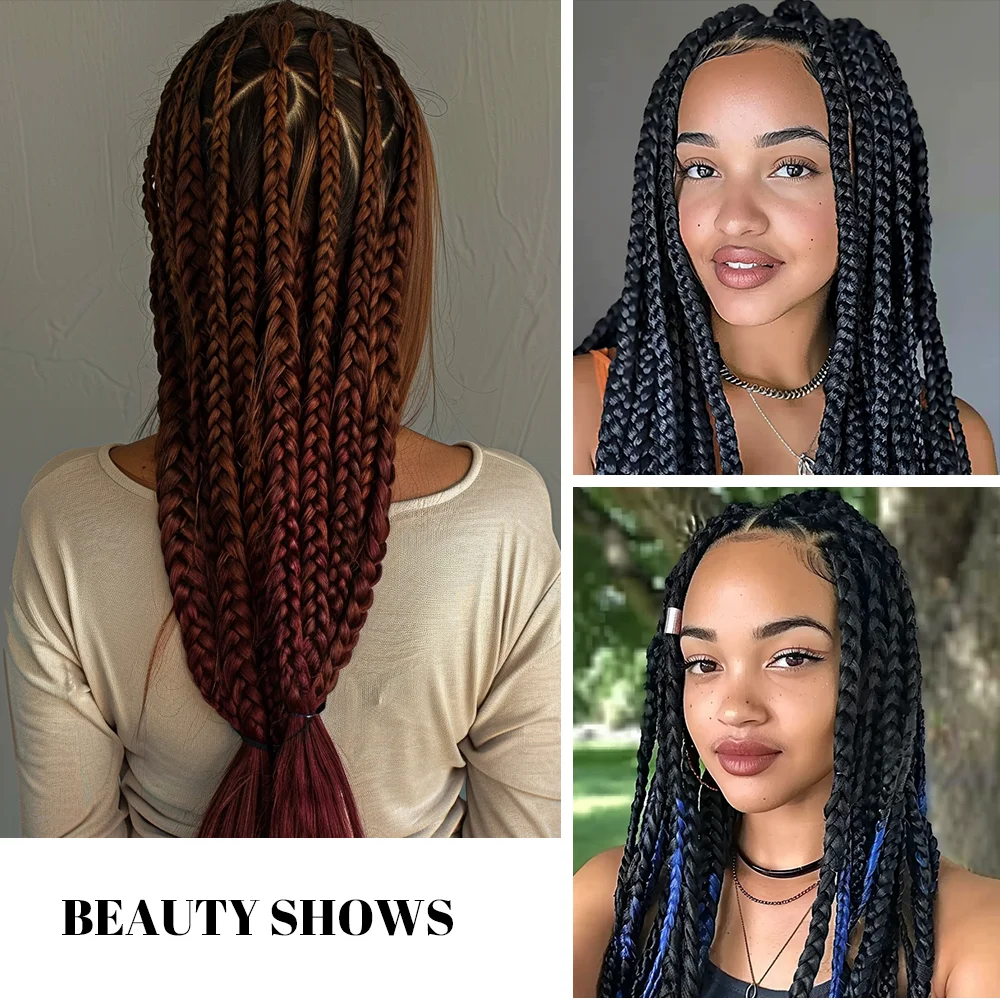 26 inch Braiding Hair Pre Stretched Prestretched Knotless Hair Long Straight Synthetic Box Braids Yaki Texture Hair Extensions