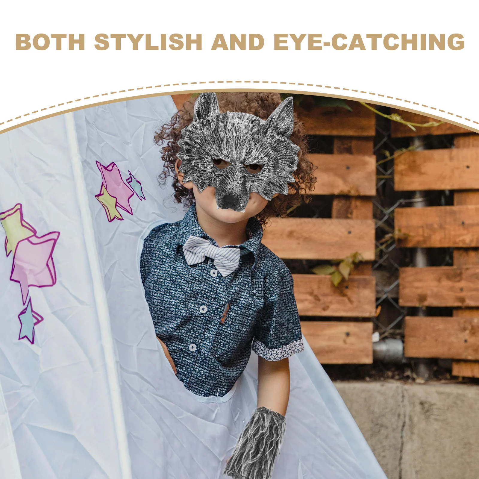 

1 Set Wolf Costume Set Stylish Durable Halloween Cosplay Costume Festival Wear Photo Prop Gloves Wolf Mask Tail