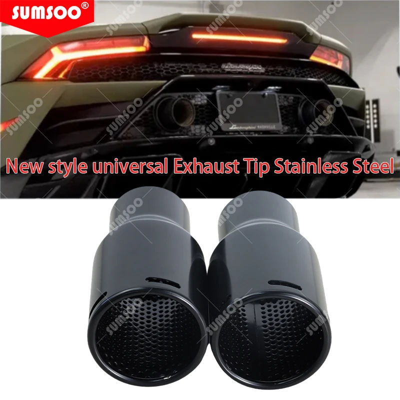 

Genuine SUMSOO 1pcs New style universal Exhaust Tip Stainless Steel black Muffler Pipe Tailpipe Modification