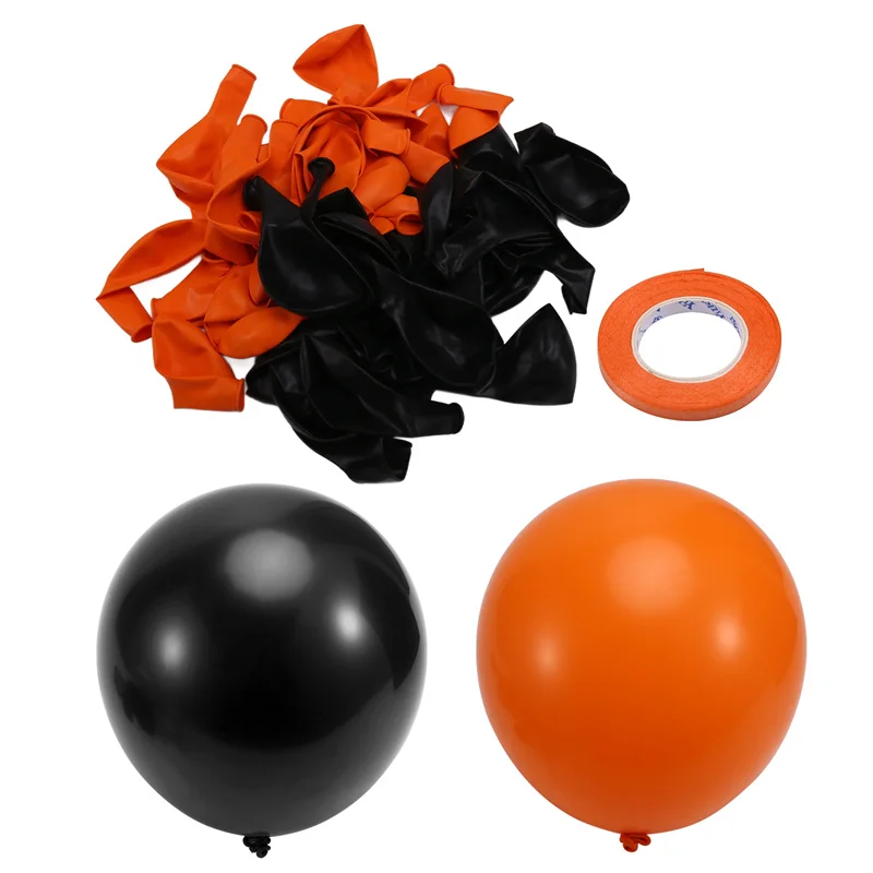 Orange And Black Balloons, Halloween Balloons Set, 67Pcs 12 Inch Black Orange Latex Balloons For Halloween Celebration