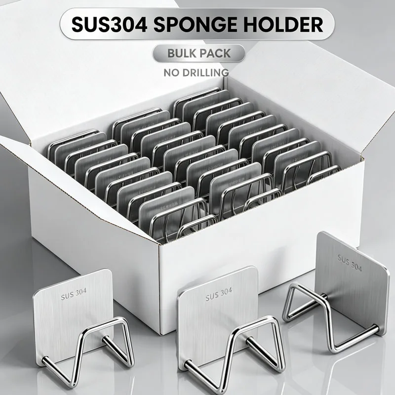 Stainless Steel Sink Sponge Rack For Sponge Steel Wire Ball Draining Paste The Inner Wall Of The Sink Kitchen Supplies