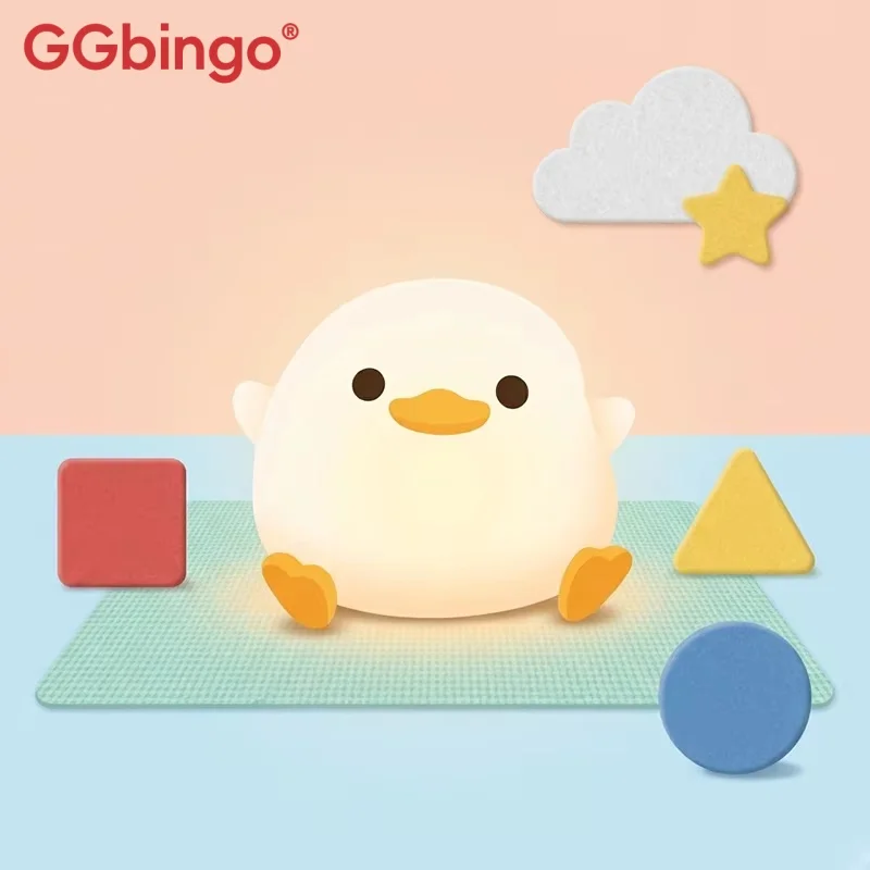GGbingo Duck Night Light Rechargeable 800mAH Light RGB LED Sleeping Light Silicone Children's Night Light