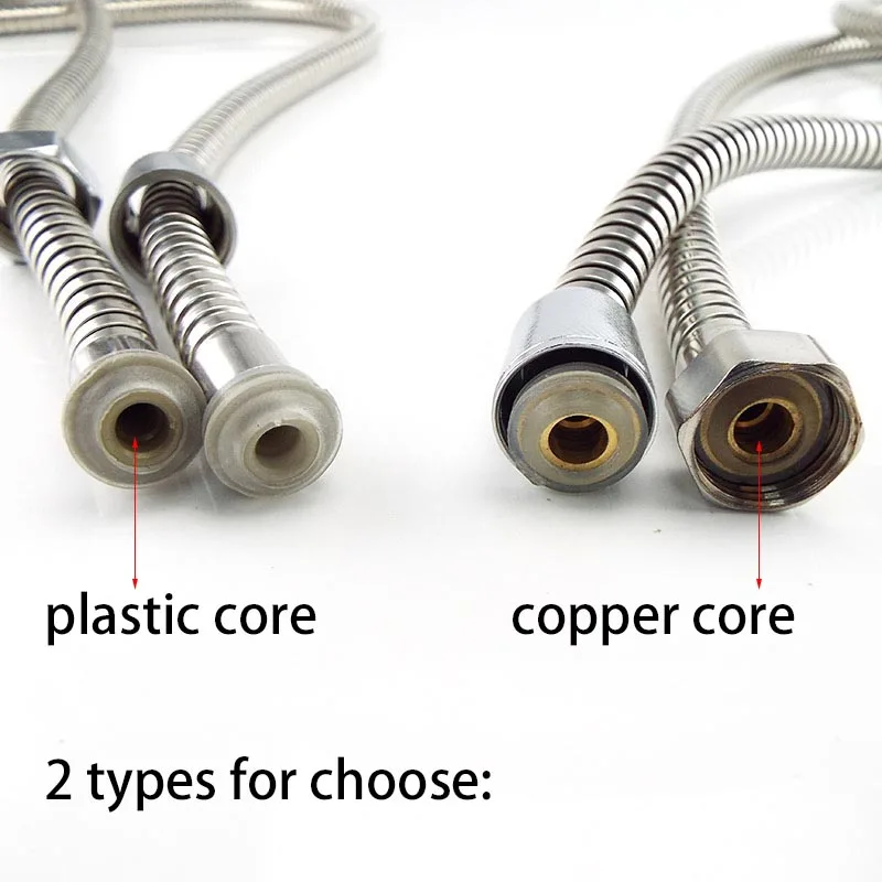Flexible Shower Hose 1m/1.5m/2m Long Plumbing Hoses Stainless Steel Chrome Bathroom Accessories Water Head Showerhead Pipe