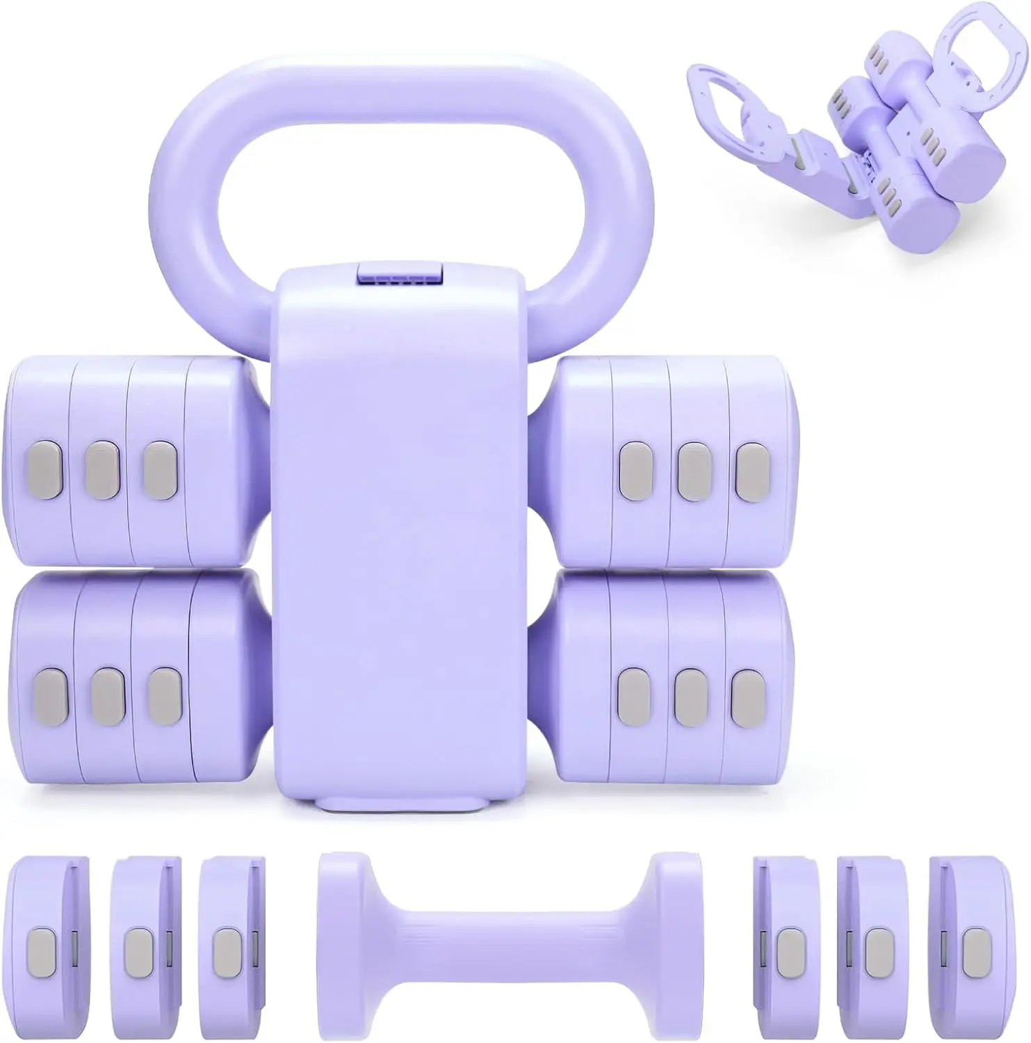 

Adjustable 2-in-1 Kettlebell Dumbbell Set, Quick Change Weights for Home Exercise, Women Fitness Training