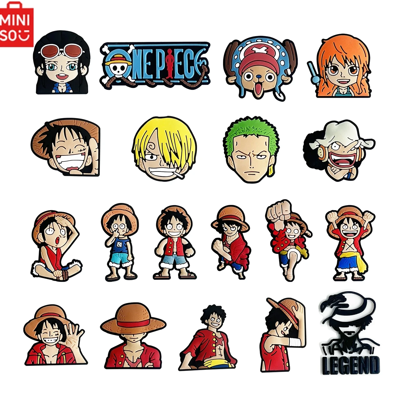 MINISO 19pcs/set New One Piece Luffy for Cartoon Shoe Charms Accessories DIY Shoe Decoration Buckle for Classic Clog Kids Gifts