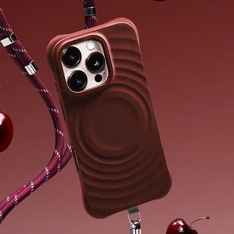체리 레드 리플 실리콘 마그네틱 폰 케이스 커버 iPhone 12 13 14 15 16 Pro Max 케이스