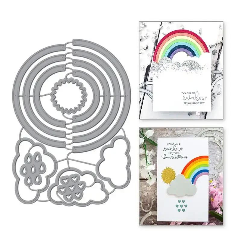 Rainbow Clouds Circle Metal Cutting Dies Scrapbooking  Semicircle Card Making DIY Embossing