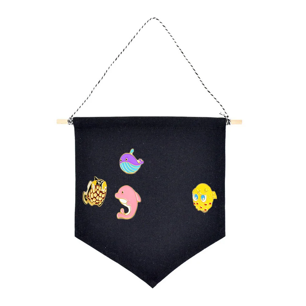 

2 pcs Fabric Wall Hanging Banner Enamel Pin Display Storage Organizer Decorative Pendant For Badges Patches Buttons Wall