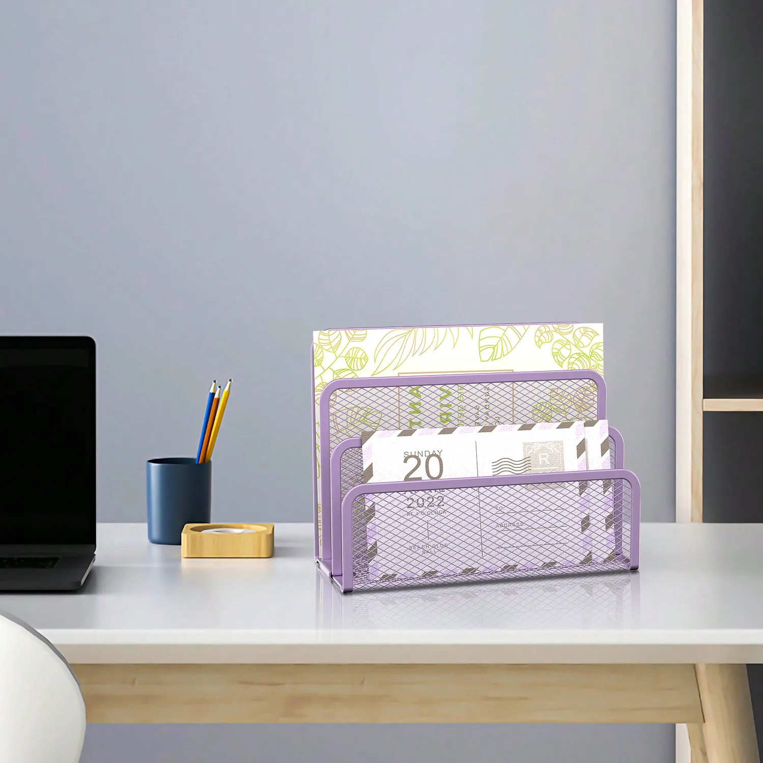 DALTACK 3-Slot Mesh Metal Desk Mail Organizer Countertop Letter Envelope Sorter for Back To School