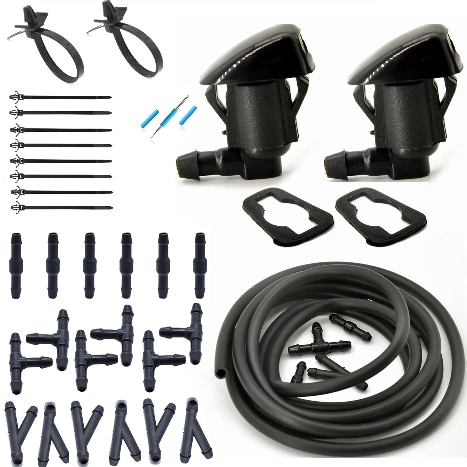 2X Front Windshield Wiper Washer Jet Nozzle Kit for Jeep Grand Cherokee 2005-2016 Chevy Malibu 2005-2013 Pontiac G6 2005-2010