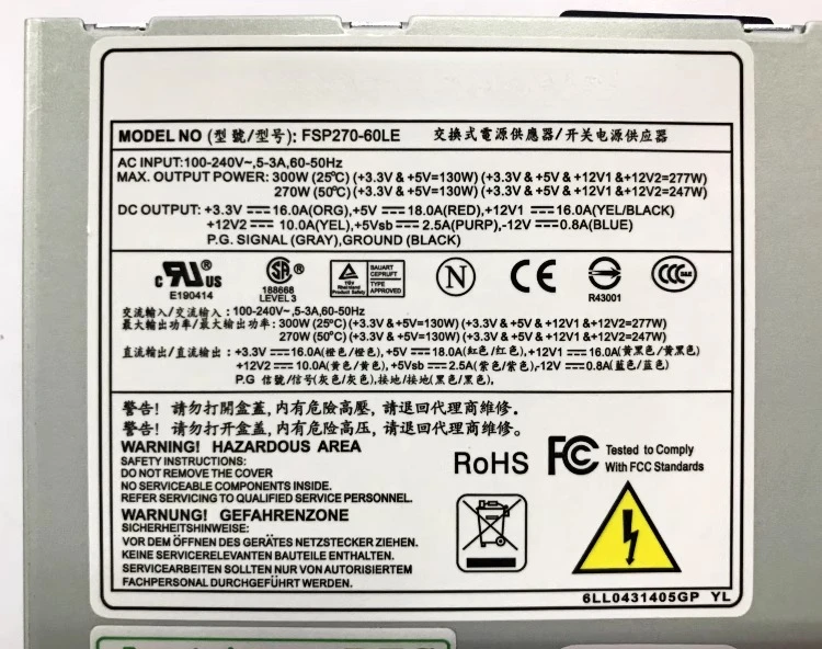 

For FSP 270-60LE Rated 300W Wide Range Flex Silent Small 1U Power Supply Snail Star 100% Tested