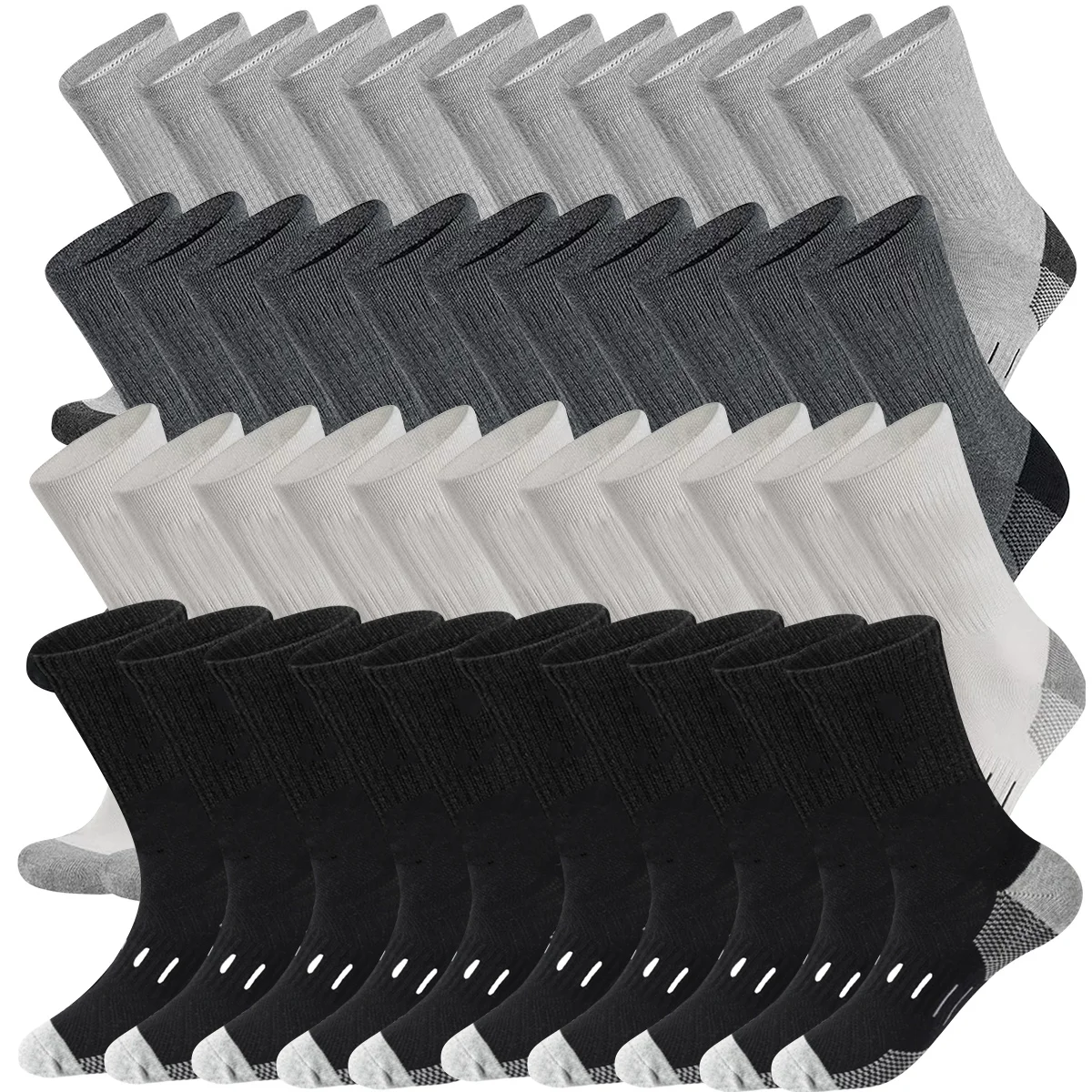 5 Pairs Men's Tall Plus Size Moisture-Wicking Breathable Comfortable Business, Work And Casual Sport Mid-Calf Socks, Fall