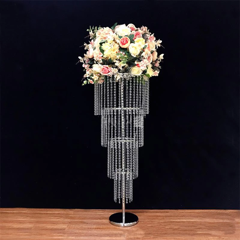 5 PCS Iron Flower Rack Stand Road Lead 47 Inches 4 Ties Acrylic Wedding Centerpiece For Event Party Decoration