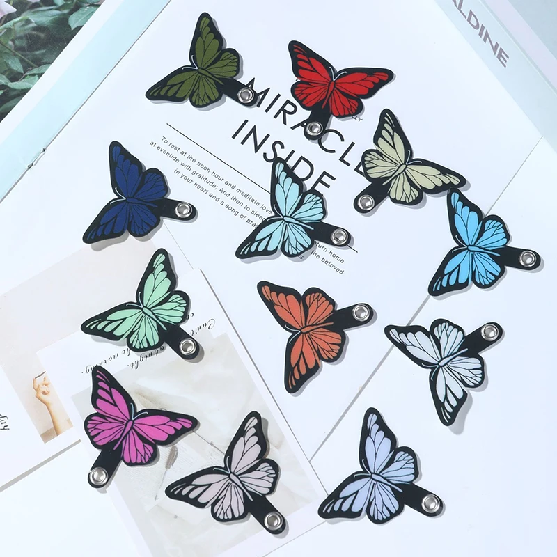 3pcs Cartoon Butterfly Clip per cordino per telefono cellulare guarnizione per telefono cellulare stile di moda semplice adesivo posteriore per custodia per cellulare