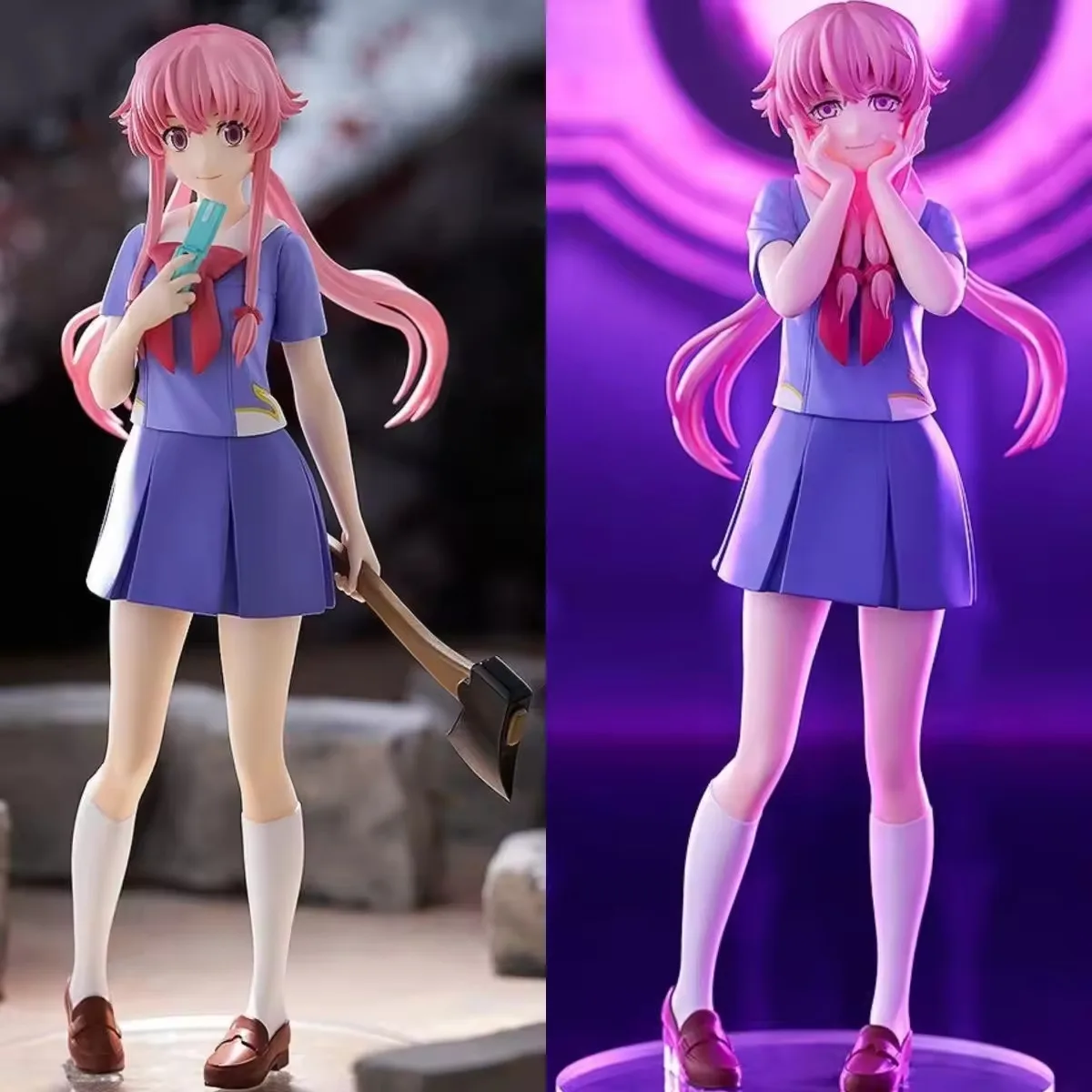 17 cm Anime Mirai Nikki Yuno Gasai Schooluniform Action Figure Anime Meisje Figuur Desktop Ornament Collectible Model Kerstcadeaus