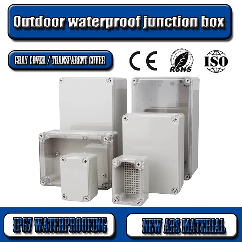 Outdoor waterproof junction box with IP67 rating for monitoring power distribution box, sealed with ABS plastic box