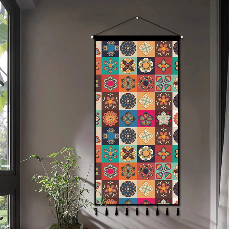 

Большой гобелен в этническом стиле, красивая ткань в богемном стиле, художественная подвесная картина, настенное украшение для ресторана и дома в виде висячего флага