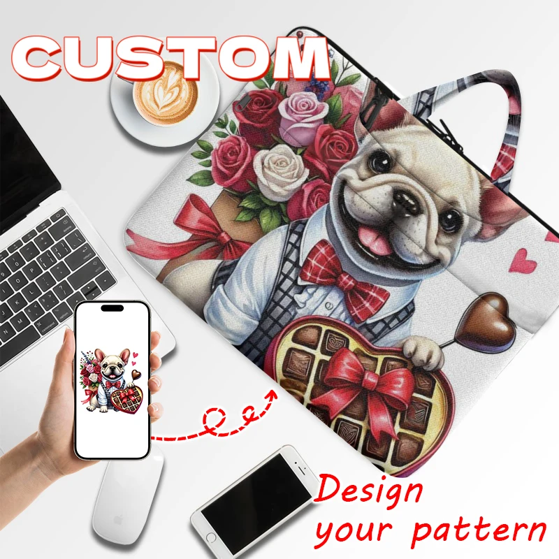 

Customized Laptop Handbags With Handle, Picture Personalized Lightweight High Quality Commuting Briefcase With Zipper Closure