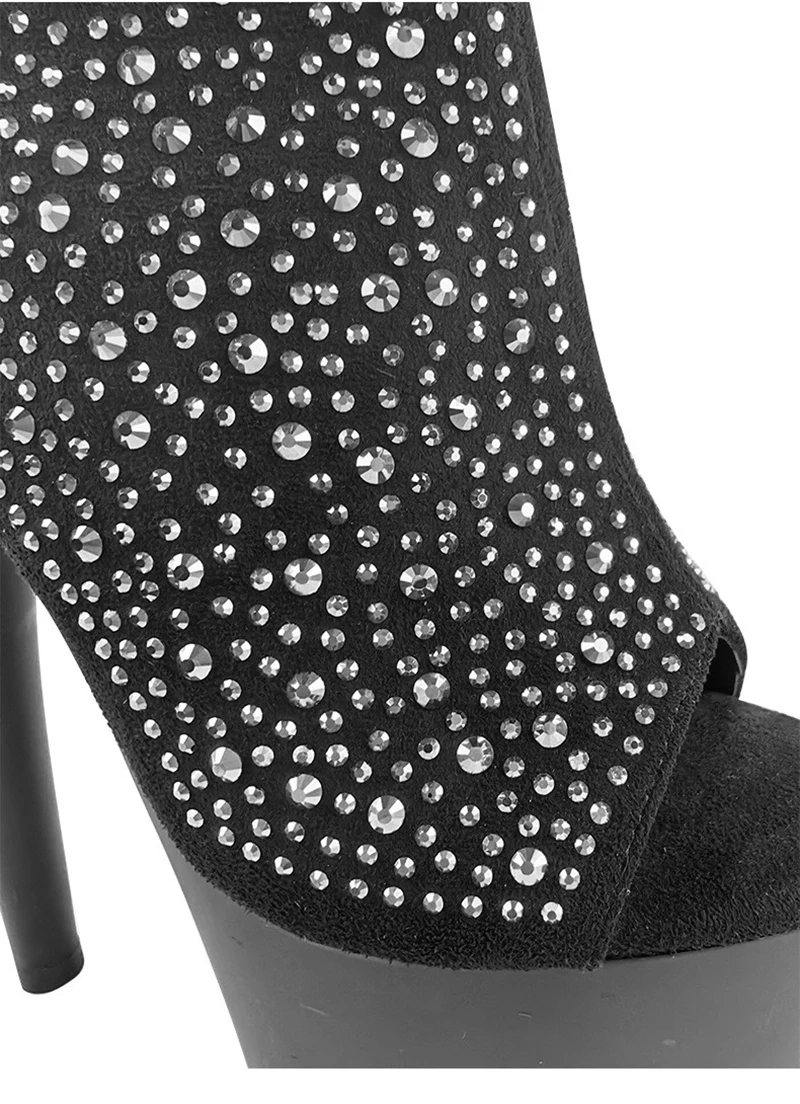 LAIJIANJINXIA New Suede Rhinestone 17CM/7Inches Fashion Women\'s Platform Party High Heels Modern Ankle Boots Pole Dance Shoes