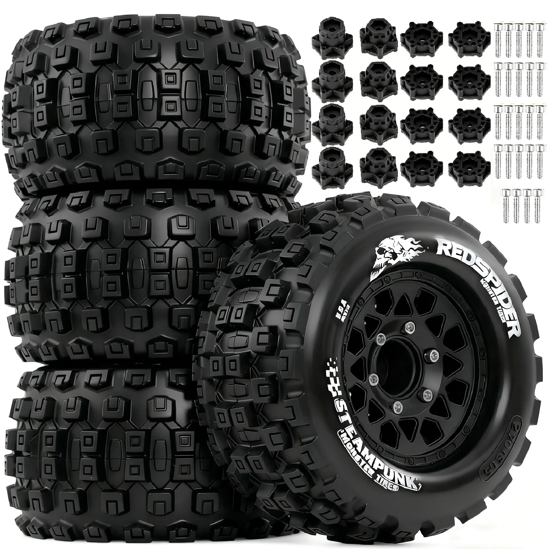 

Red spider 4PCS 128MM 1/10 Monster Truck Tire big foot Tyres 12、14mm Wheel Hex for RC Crawler Axial Traxxas Tamiya Kyosho