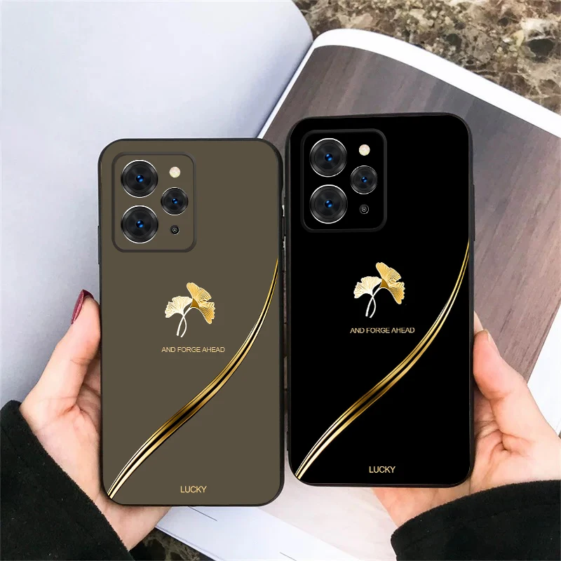 

Gold foil ginkgo leaves For Redmi Note 9 9S 10 11 12 12S 13 Pro+ Plus 5G India 14 Pro 4G Global 14S 13C 14C TPU soft phone case