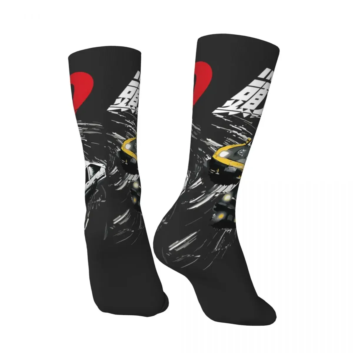 Vintage Drift Men's compression Socks Unisex Initial D Harajuku Pattern Printed Novelty Crew Sock