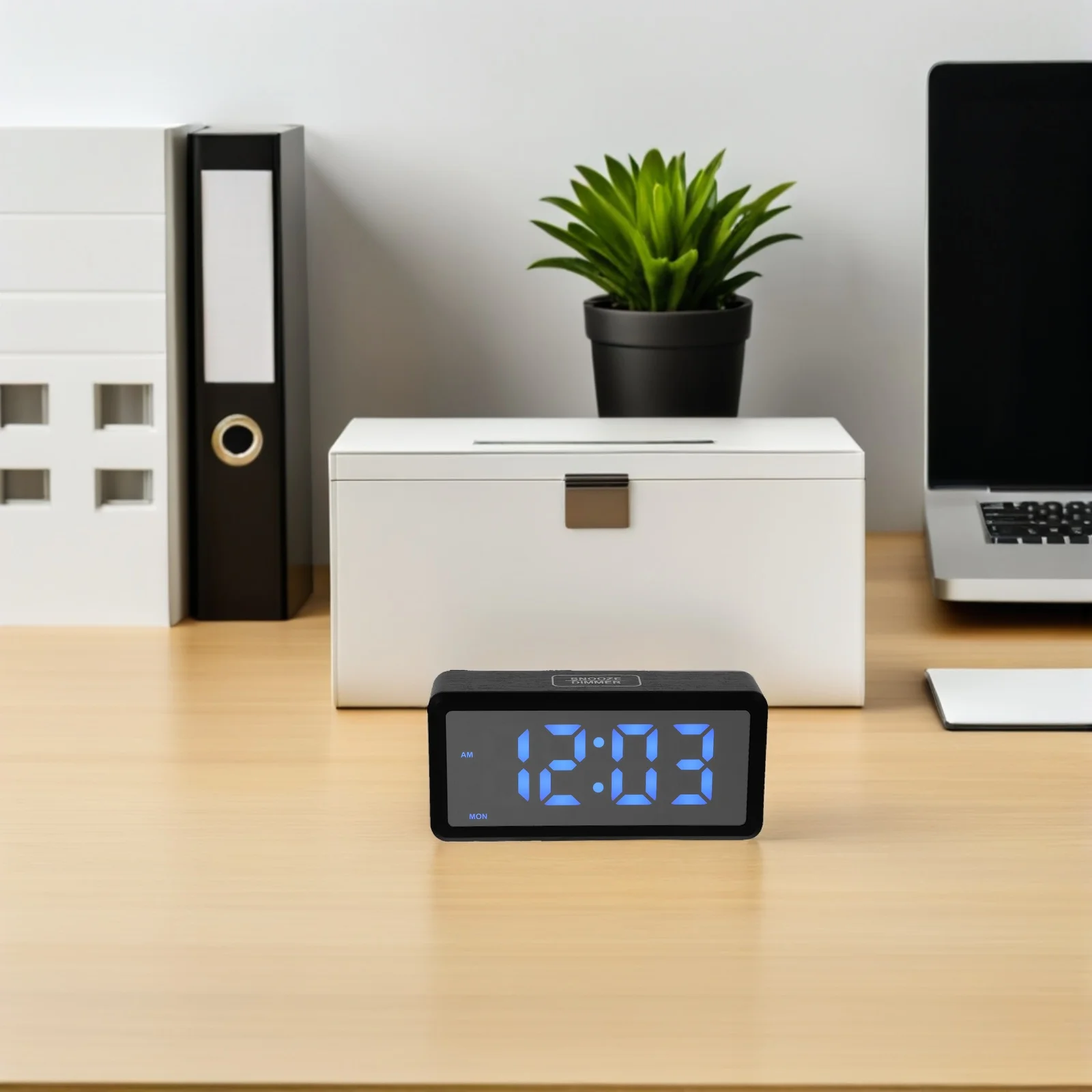 

1 Set Smart Dimming Alarm Bedroom: Led Wooden Digital Clock With Rgb Color Changing Large Display Daylight Saving Time Weekday